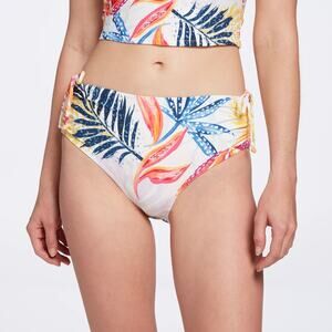 CALIA Ruched Bikini Bottom Watercolor Palms Multi NWT